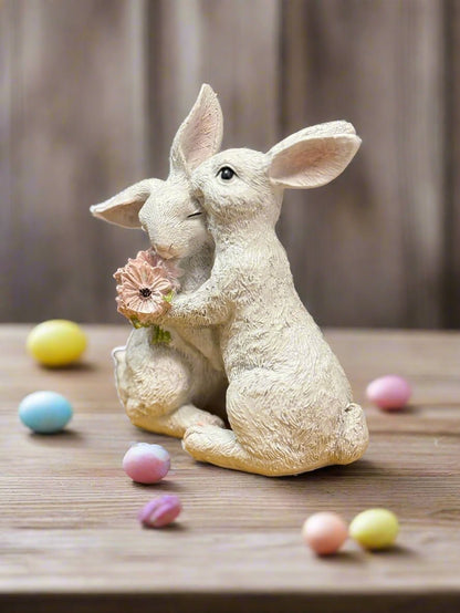 Bunny Couple with Flowers - Nifty Decor & More