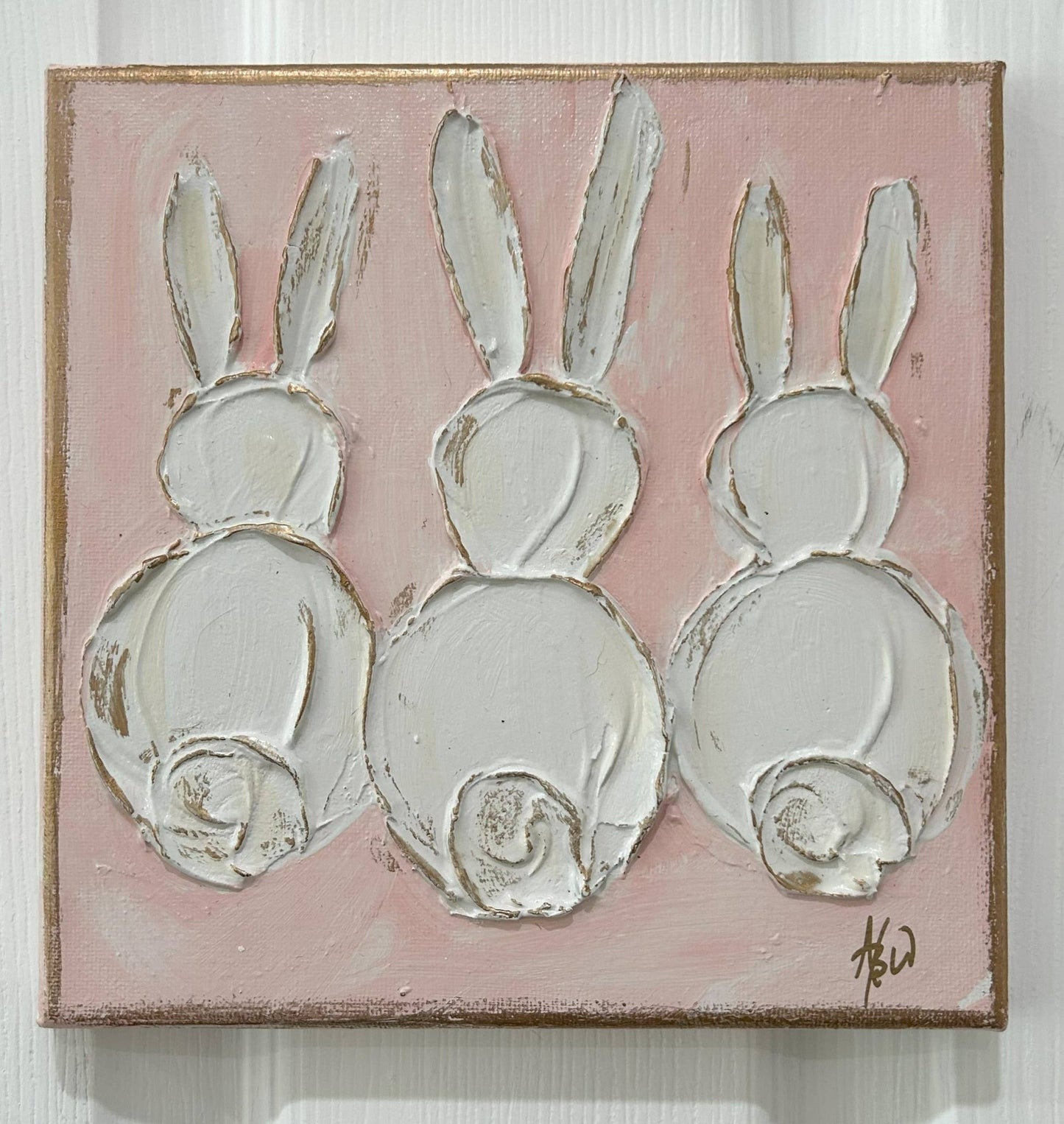 Bunny Trio Canvas Painted & Textured - Nifty Decor & More