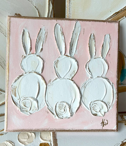 Bunny Trio Canvas Painted & Textured - Nifty Decor & More