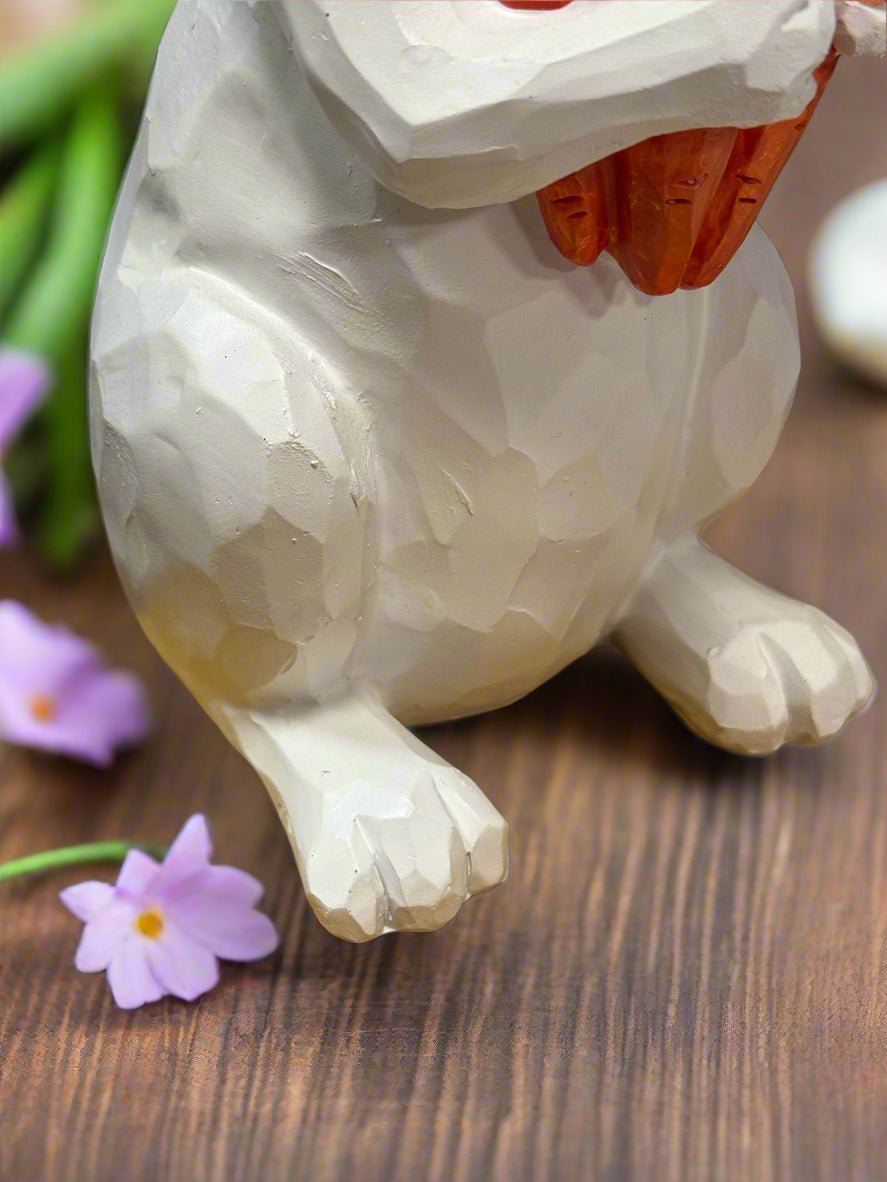 Bunny with Carrots Resin Figurine | Cute Decor for Easter & Spring | Handmade Rabbit Figure for Home - Nifty Decor & More