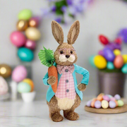 Easter Bunnies in Teal Jackets | Cute Home Decor for Spring Celebrations & Festive Decor