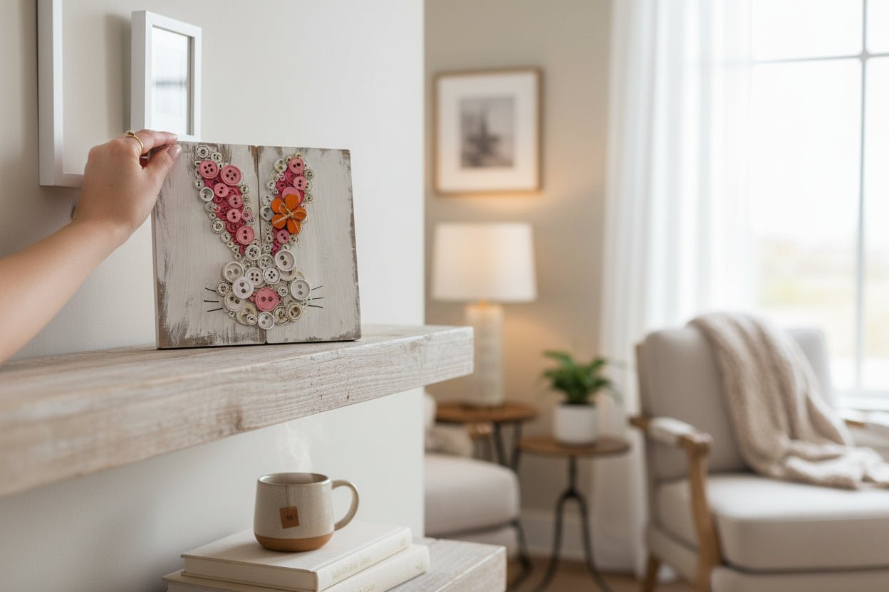 Button Bunny Wall Art | Spring & Easter Farmhouse Decor - Nifty Decor & More