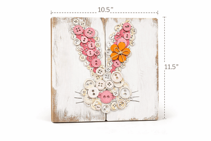Button Bunny Wall Art | Spring & Easter Farmhouse Decor - Nifty Decor & More