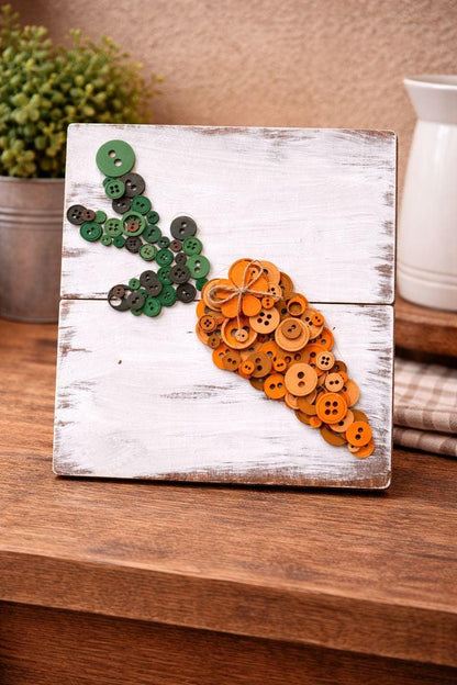 Button Carrot Decor | Handmade Easter Farmhouse Wall Art - Nifty Decor & More