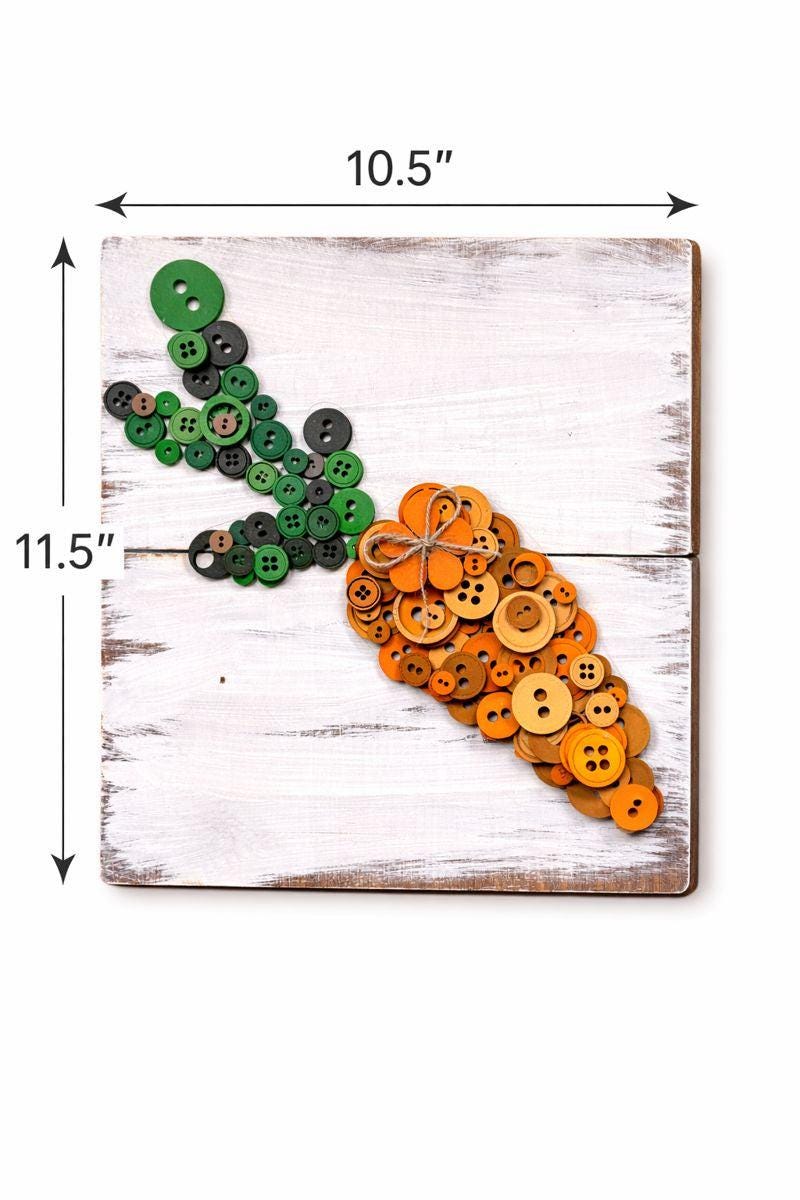 Button Carrot Decor | Handmade Easter Farmhouse Wall Art - Nifty Decor & More