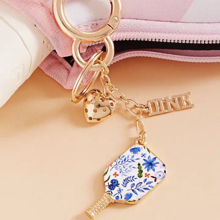 Pickleball Bag Charm and Keychain Blue