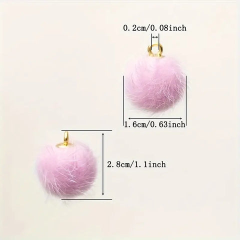 Pom Pom Pendant Charms, Fun Colorful Fluffy Detail, Ideal for Crafting Earrings, Hair Accessories & Keychains & Gift Giving Pom Pom Charm