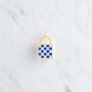 Blue Checkered Lock Charm, Must-Have Add-on for Necklace and Bracelet, Fabulous Gift for Jewelry Lovers charm