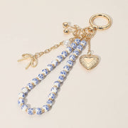 Heart Locket Bow Cherry Pearl Wristlet Keychain Bag Charm