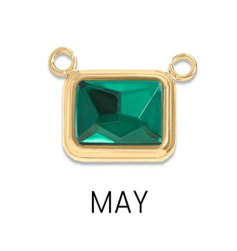 18K Gold PVD Emerald Birthstone Charm, Elegant Mother&