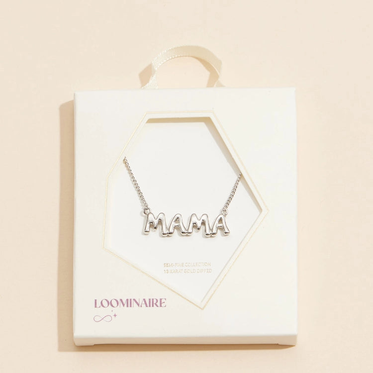 Mama Bubble Necklace, 18K White Gold Dip Chic & Girly Mom Necklace, Perfect Mother's Day Gift