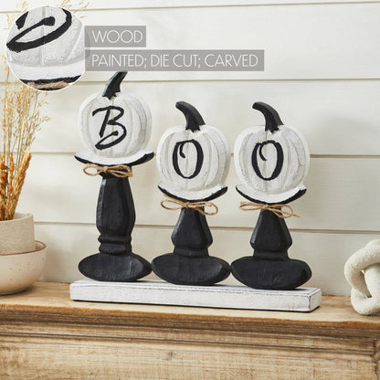 BOO Pumpkin Wood Tabletop Sign, 13.5" Halloween Decor