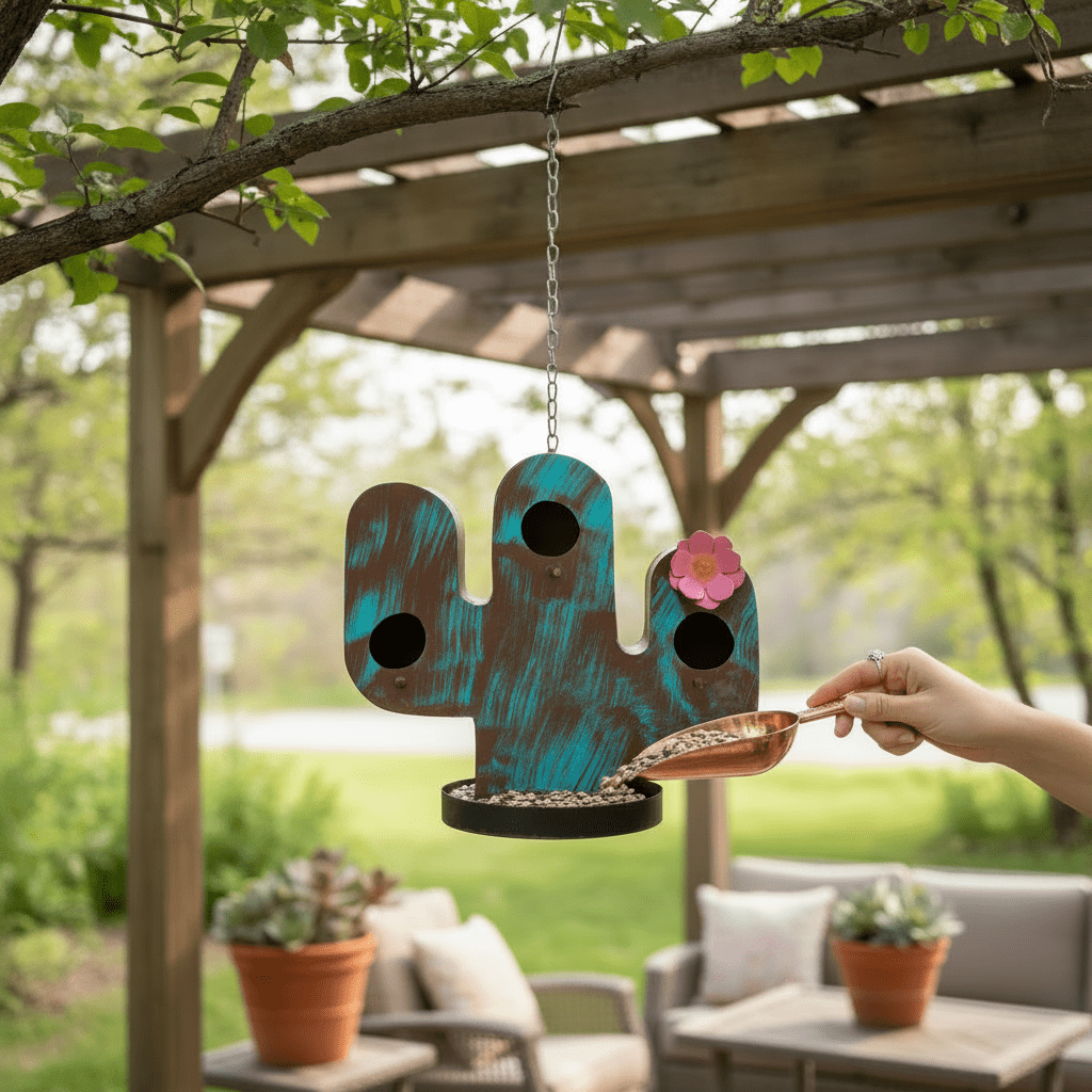 Cactus Metal Bird House - Nifty Decor & More