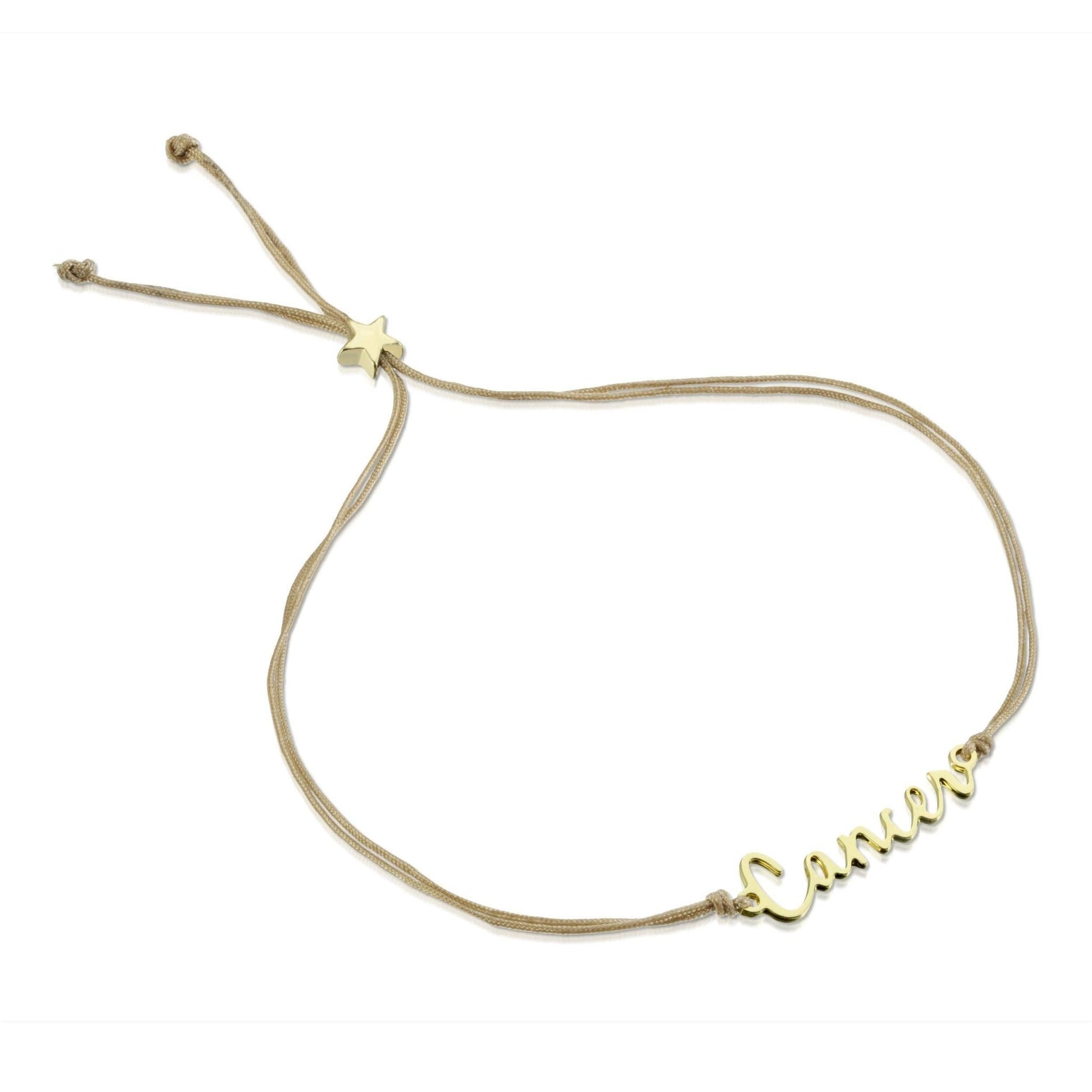 CANCER Zodiac Cord Bracelet Gold - June 21 - July 22 - Nifty Decor & More