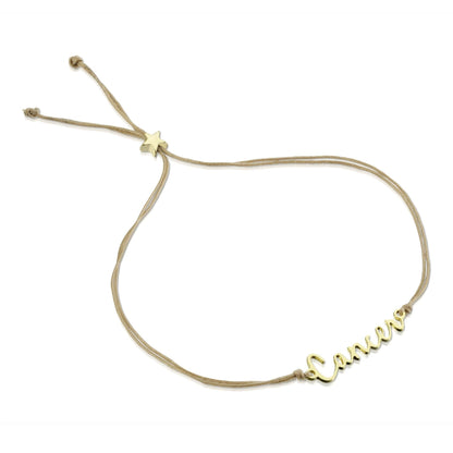 CANCER Zodiac Cord Bracelet Gold - June 21 - July 22 - Nifty Decor & More
