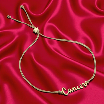 CANCER Zodiac Cord Bracelet Gold - June 21 - July 22 Zodiac Sign Bracelets