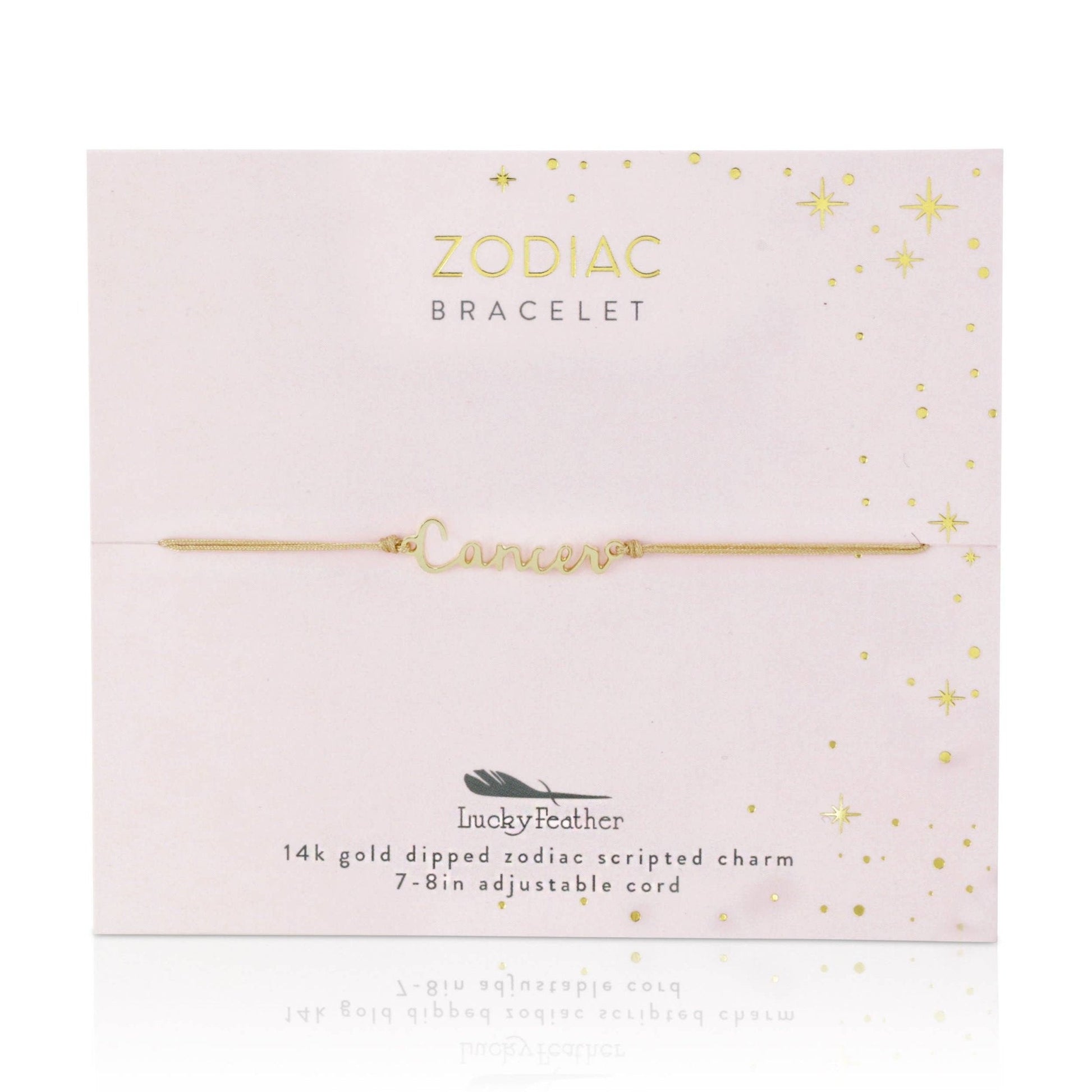 CANCER Zodiac Cord Bracelet Gold - June 21 - July 22 - Nifty Decor & More