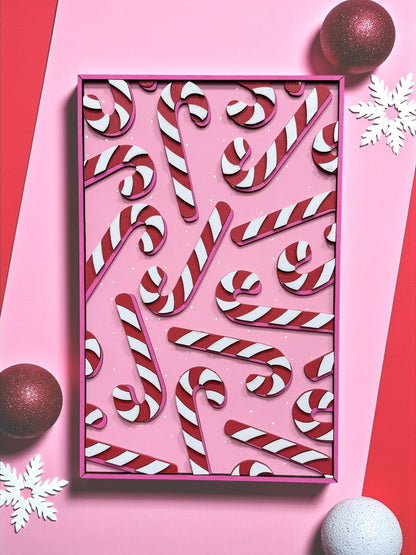 Candy Cane & Pink Festive Christmas Wall Decor - Nifty Decor & More