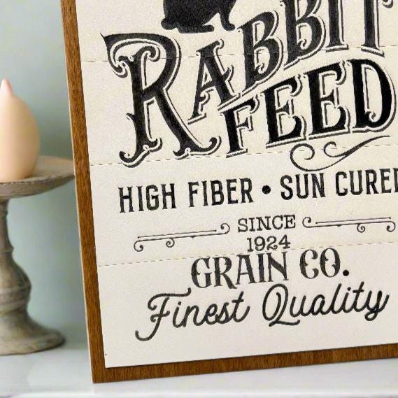 Candy Co. Rabbit Feed Sign | Rustic Farmhouse Decor | Vintage Bunny Decor for Home & Garden - Nifty Decor & More