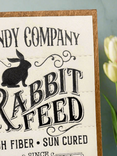 Candy Co. Rabbit Feed Sign | Rustic Farmhouse Decor | Vintage Bunny Decor for Home & Garden