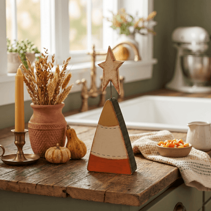 Candy Corn w/Star Sitter - Nifty Decor & More