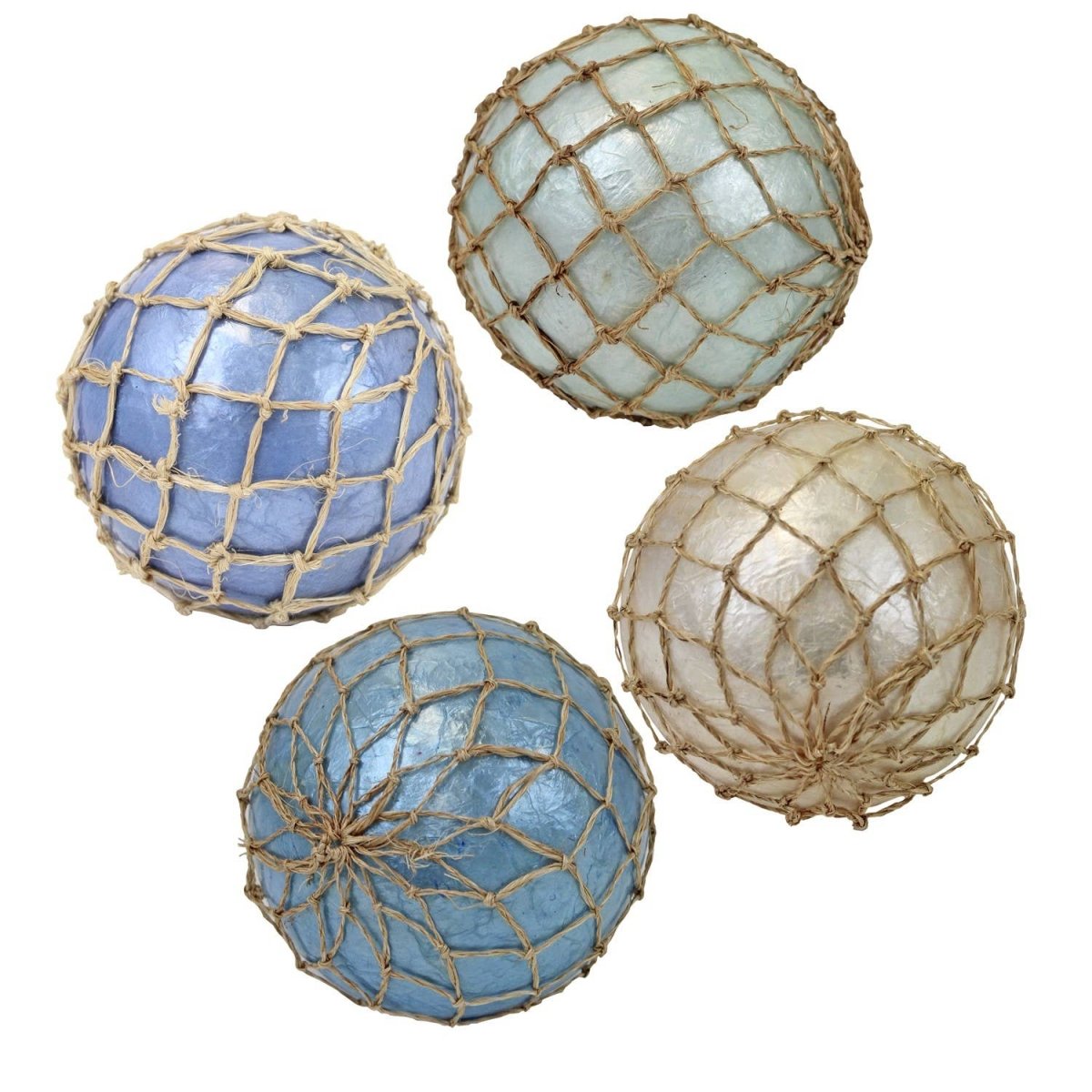 Capiz & Abaca Net Shell Decorative Ball Set 4 - Nifty Decor & More