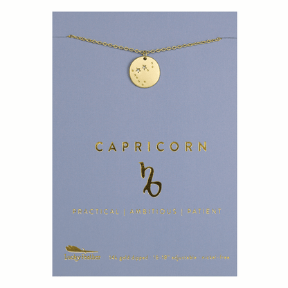 CAPRICORN Zodiac Necklace - Gold - (Dec 22 - Jan 19) - Nifty Decor & More