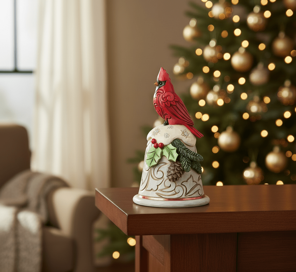 Cardinal Perched on Bell Pint - Nifty Decor & More