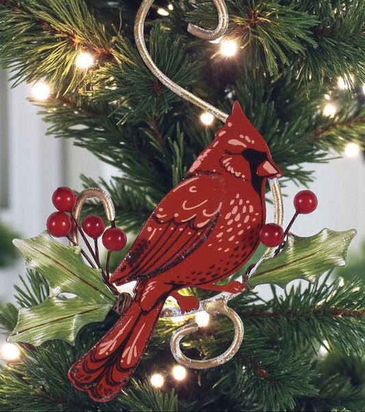 Cardinal-Poinsettia Ornament 5.5" Ornaments & Accents