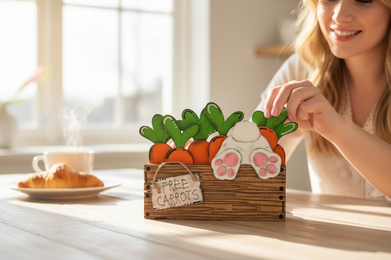 Carrot Patch Sitter Whimsical Easter Wood Decor - Nifty Decor & More