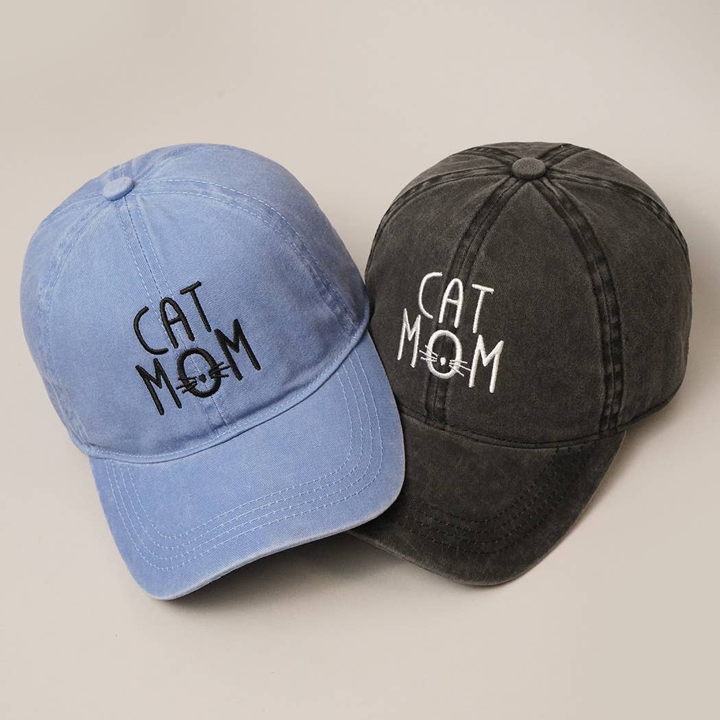 Cat Mom Hat Denim Cotton Adjustable Cap, Chic Everyday Wear for Proud Cat Ladies, Perfect Cat Mom Gift - Nifty Decor & More