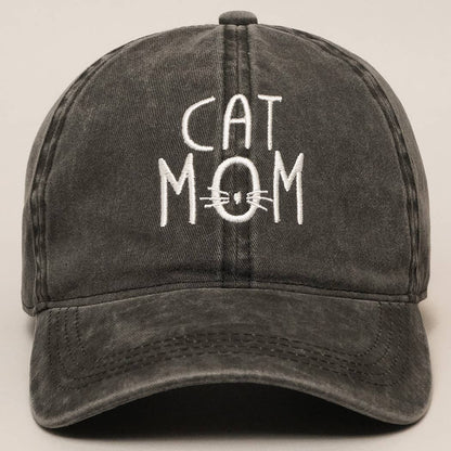 Cat Mom Hat Denim Cotton Adjustable Cap, Chic Everyday Wear for Proud Cat Ladies, Perfect Cat Mom Gift - Nifty Decor & More
