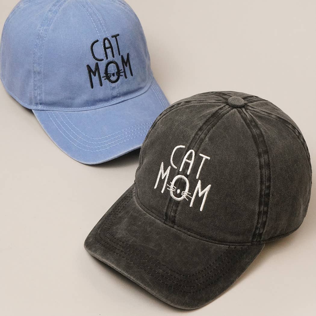 Cat Mom Hat Denim Cotton Adjustable Cap, Chic Everyday Wear for Proud Cat Ladies, Perfect Cat Mom Gift - Nifty Decor & More