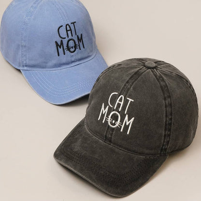 Cat Mom Hat Denim Cotton Adjustable Cap, Chic Everyday Wear for Proud Cat Ladies, Perfect Cat Mom Gift - Nifty Decor & More
