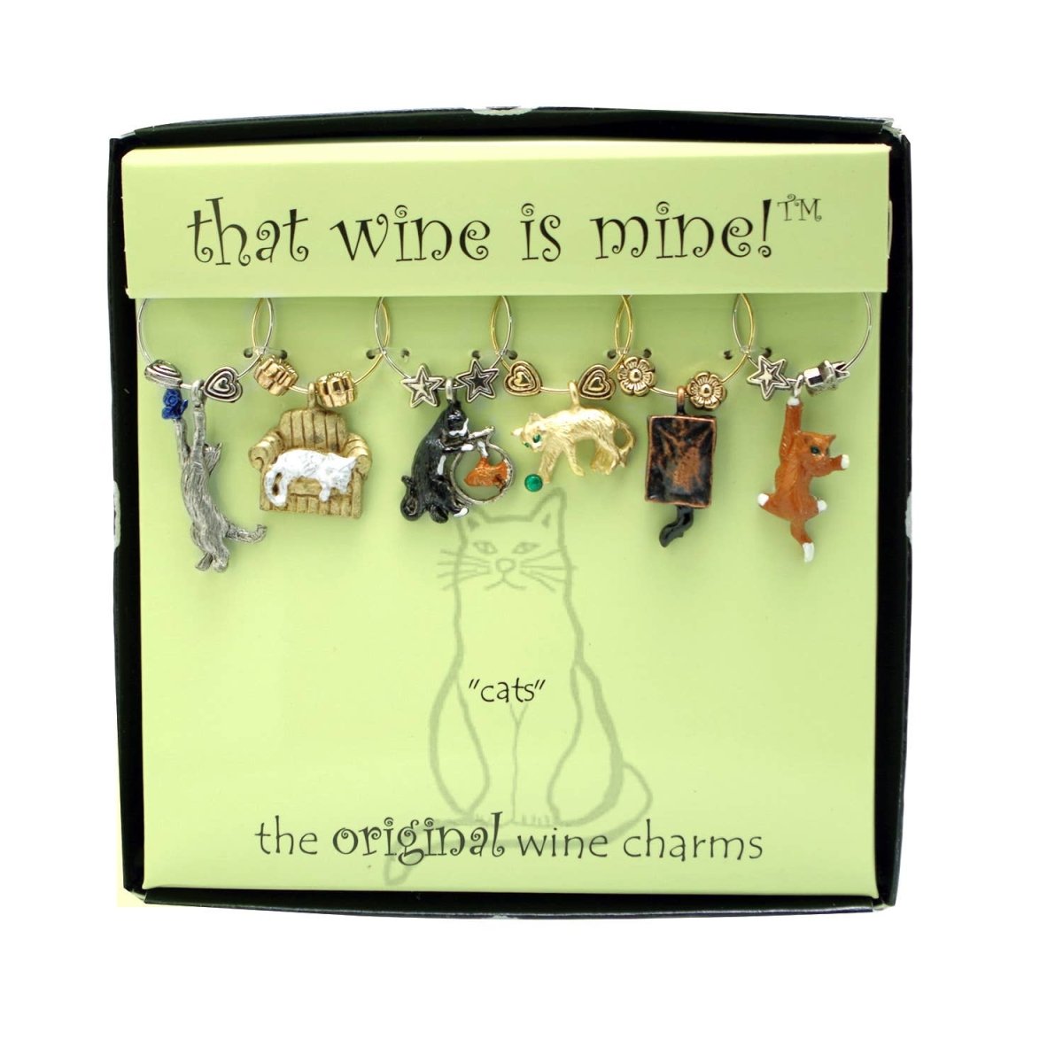 Cats Painted Wine Charms 6-Piece - Nifty Decor & More