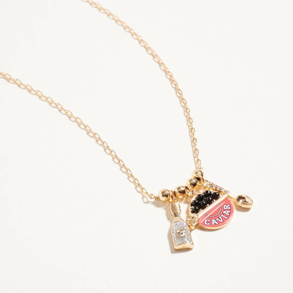 Caviar Fish Champagne Charm Chain Necklace - Nifty Decor & More