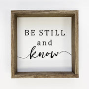 Be Still and Know Christian Farmhouse Wood Sign - Rustic Home Decor, Inspirational Wall Art, Faith-Based Gift, Scripture Decor Table decor 6x6" Mini Canvas Art with Wood Box Frame