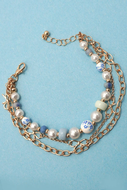 Ceramic Porcelain Pearl Bow Chain Bracelet - Nifty Decor & More