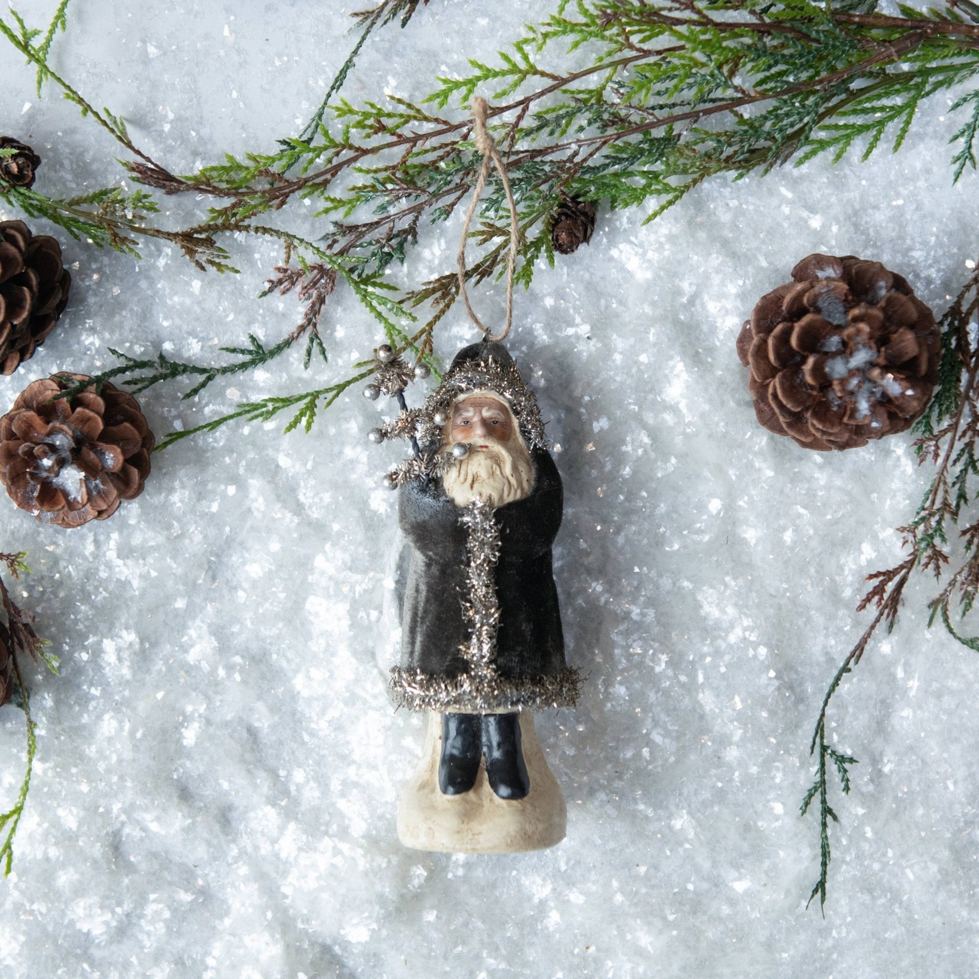 CHARCOAL VELVET BELSNICKLE ORNAMENT - Nifty Decor & More