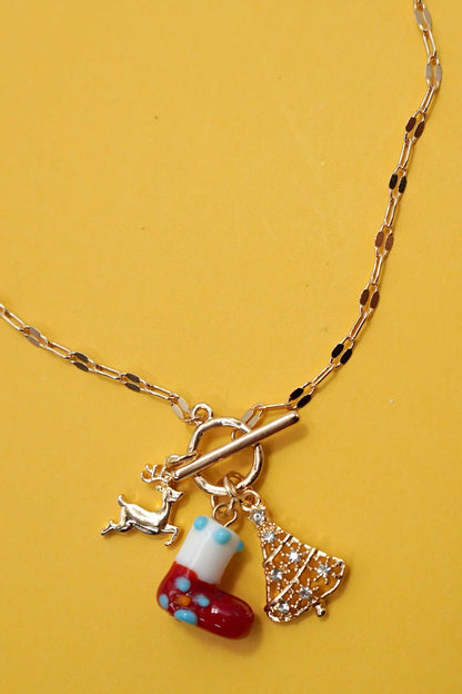 Charm Necklace - Christmas Socks Tree Rudolph - Nifty Decor & More