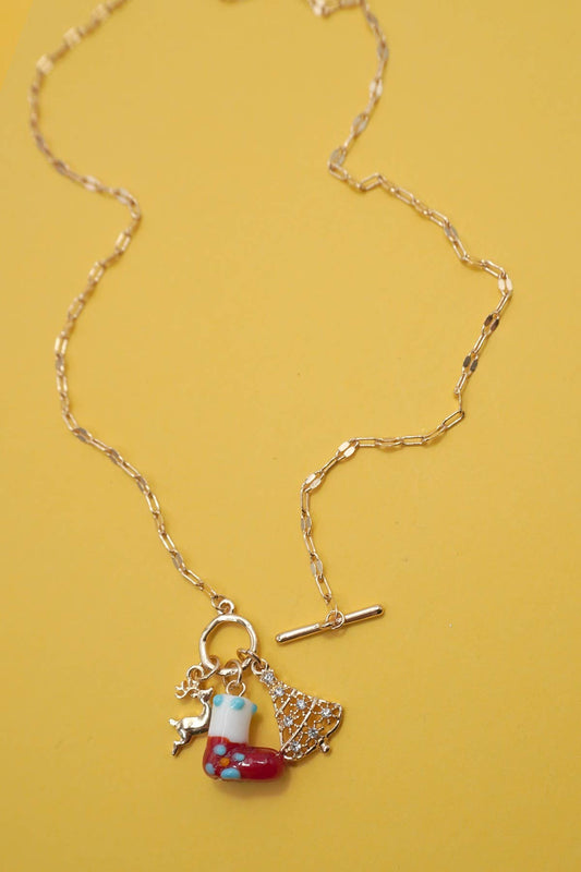 Charm Necklace-Christmas Socks Tree Rudolph