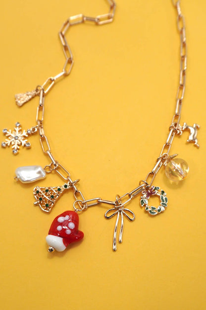 Christmas Tree, Mitten & Rudolph Pendant Necklace