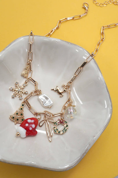 Christmas Tree, Mitten & Rudolph Pendant Necklace