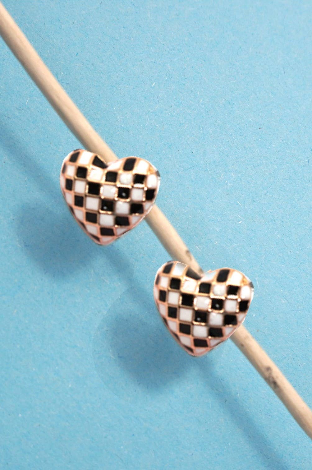 Checker Heart Stud Earrings - Nifty Decor & More