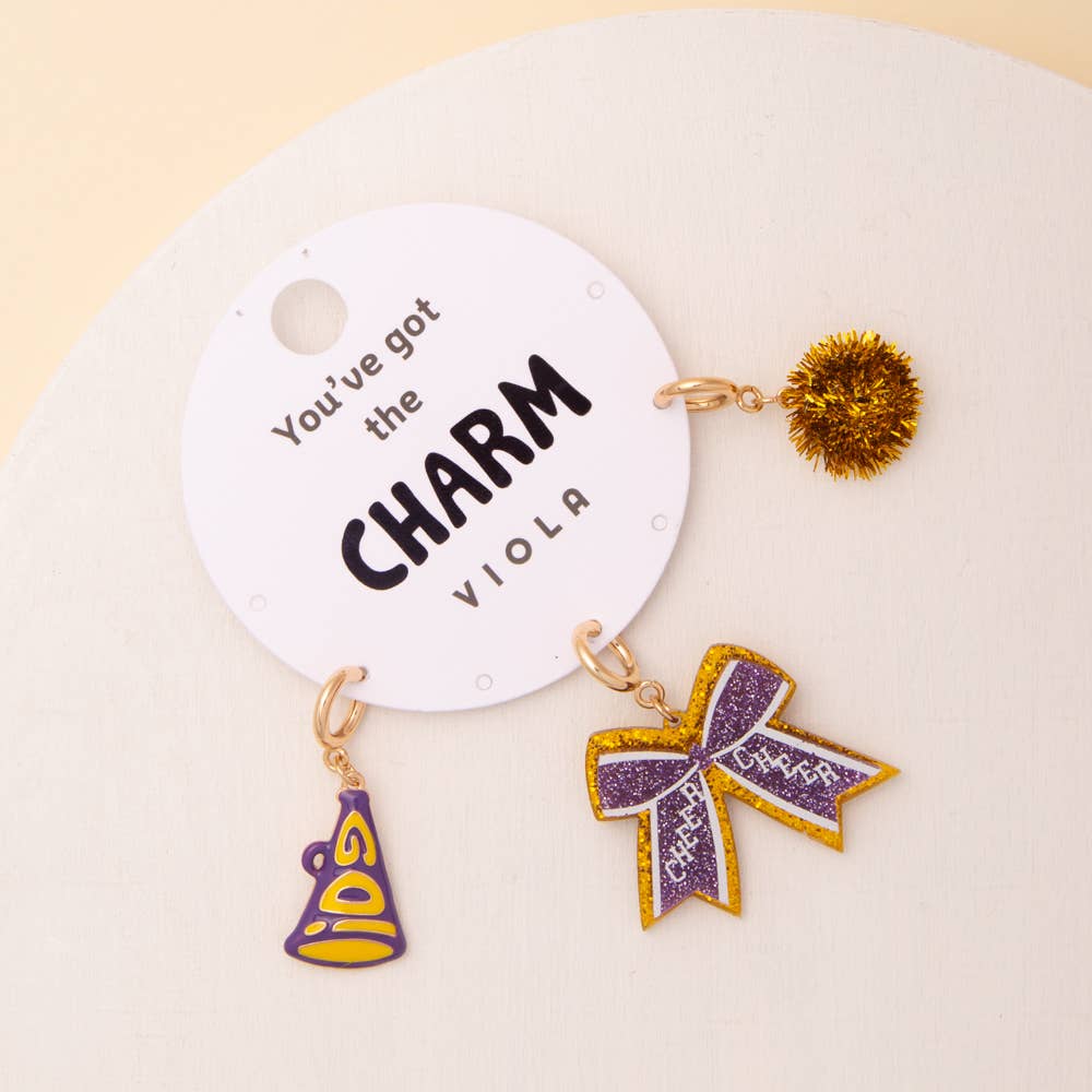 Cheer Charm Set Purple Yellow