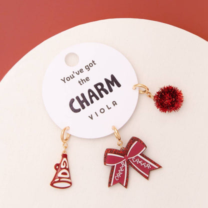 Cheer Charm Set Burgundy White