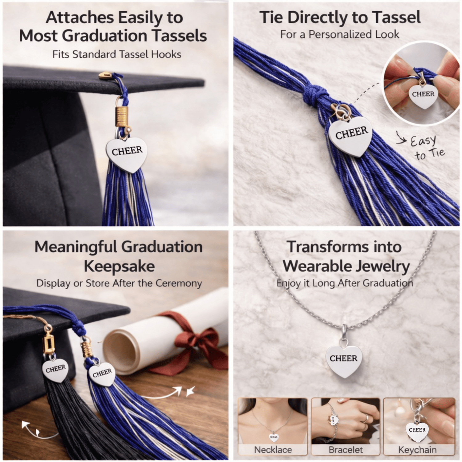 Cheer Graduation Tassel Charm - Nifty Decor & More