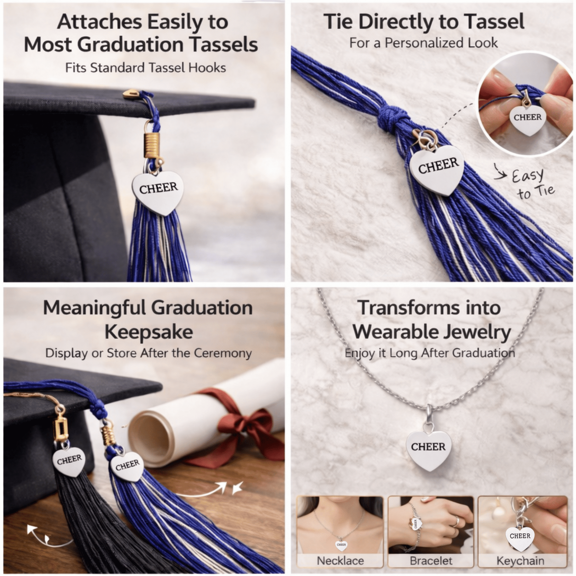 Cheer Graduation Tassel Charm - Nifty Decor & More