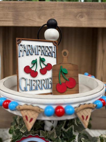 Cherry Pie Tiered Tray Decor, Sweet & Charming Tabletop Accent, Perfect Mother’s Day Gift for Stylish Home Lovers Tiered Tray