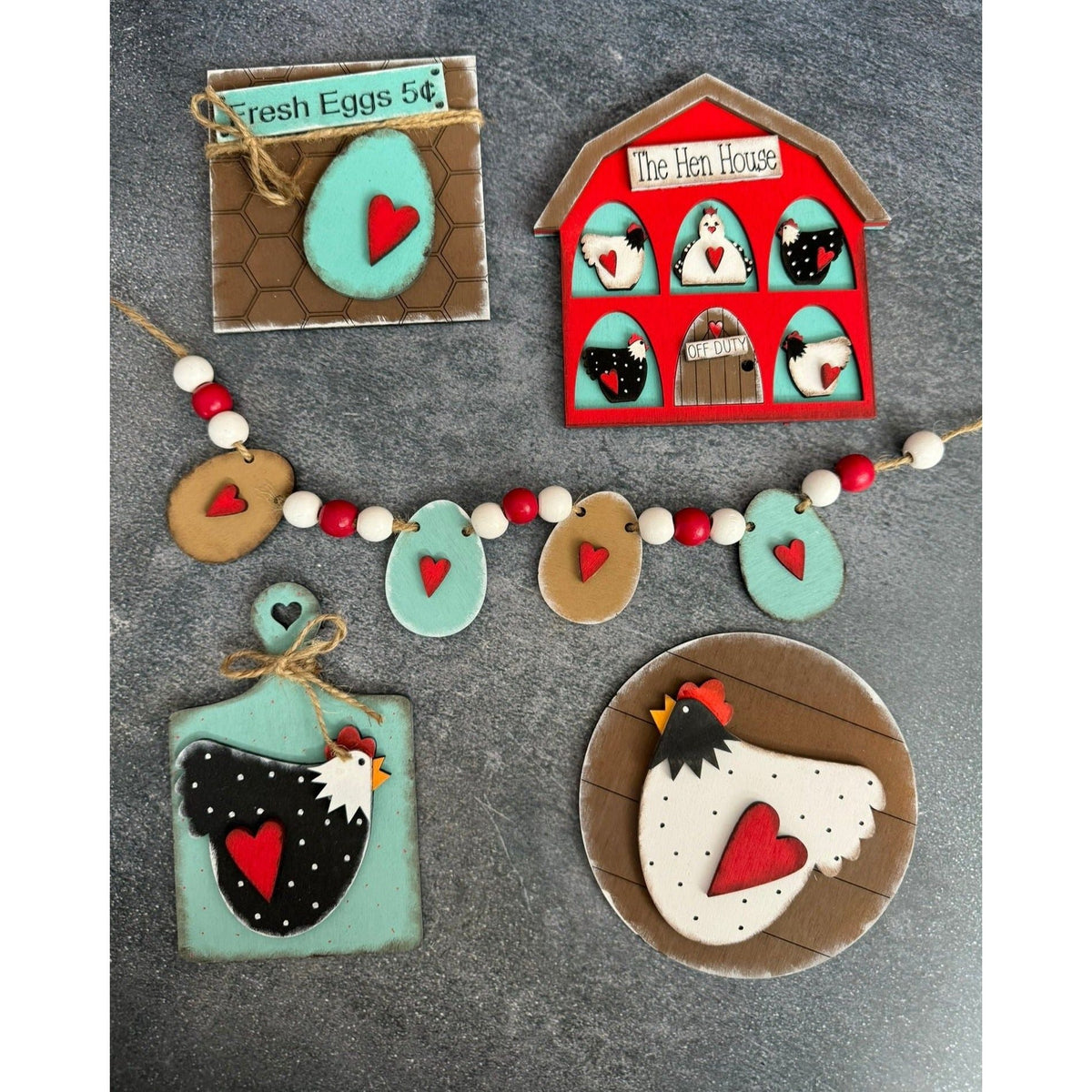 Chicken Farmhouse Tiered Tray - Nifty Decor & More